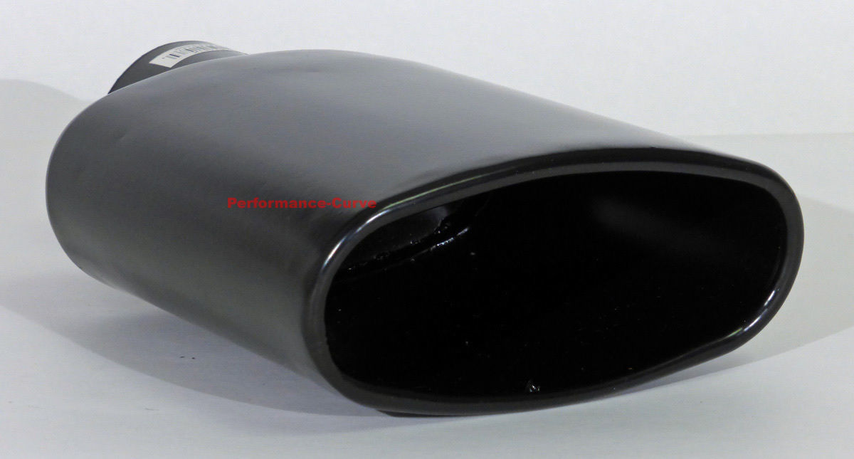 Black Powder Coated Exhaust Tip Rolled Oval Slant 2.25" in 6" x 2.5