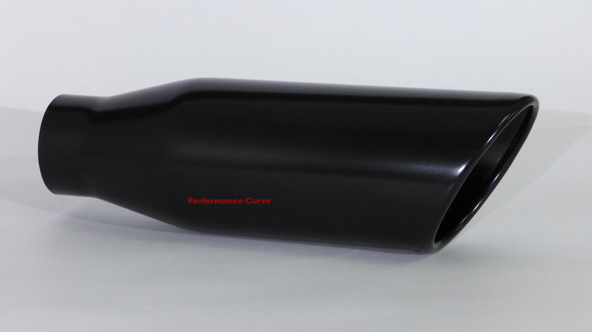 Black Stainless Steel Exhaust Tip 2.5" Inlet 4" Outlet 12" Long