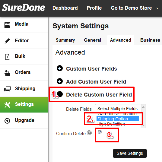 deleting custom fields