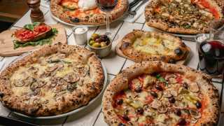 This is a photo of pizzas at Crust Bro's bottomless brunch in Waterloo.