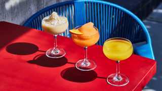 Colour photo of cocktails including the Aperol Spritz slushie, Double Standard