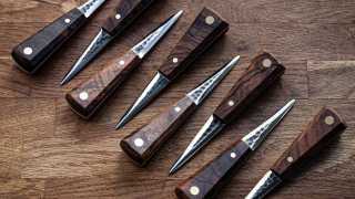 A colour image of the Blenheim Forge Oyster knives