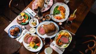 A colour image of a Sunday roast at The Laundry