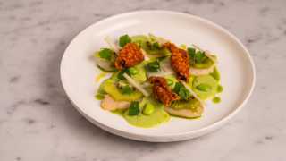 Raw Scallop, Kiwi, Edamame Agua Chile, PREDULE by Oriole