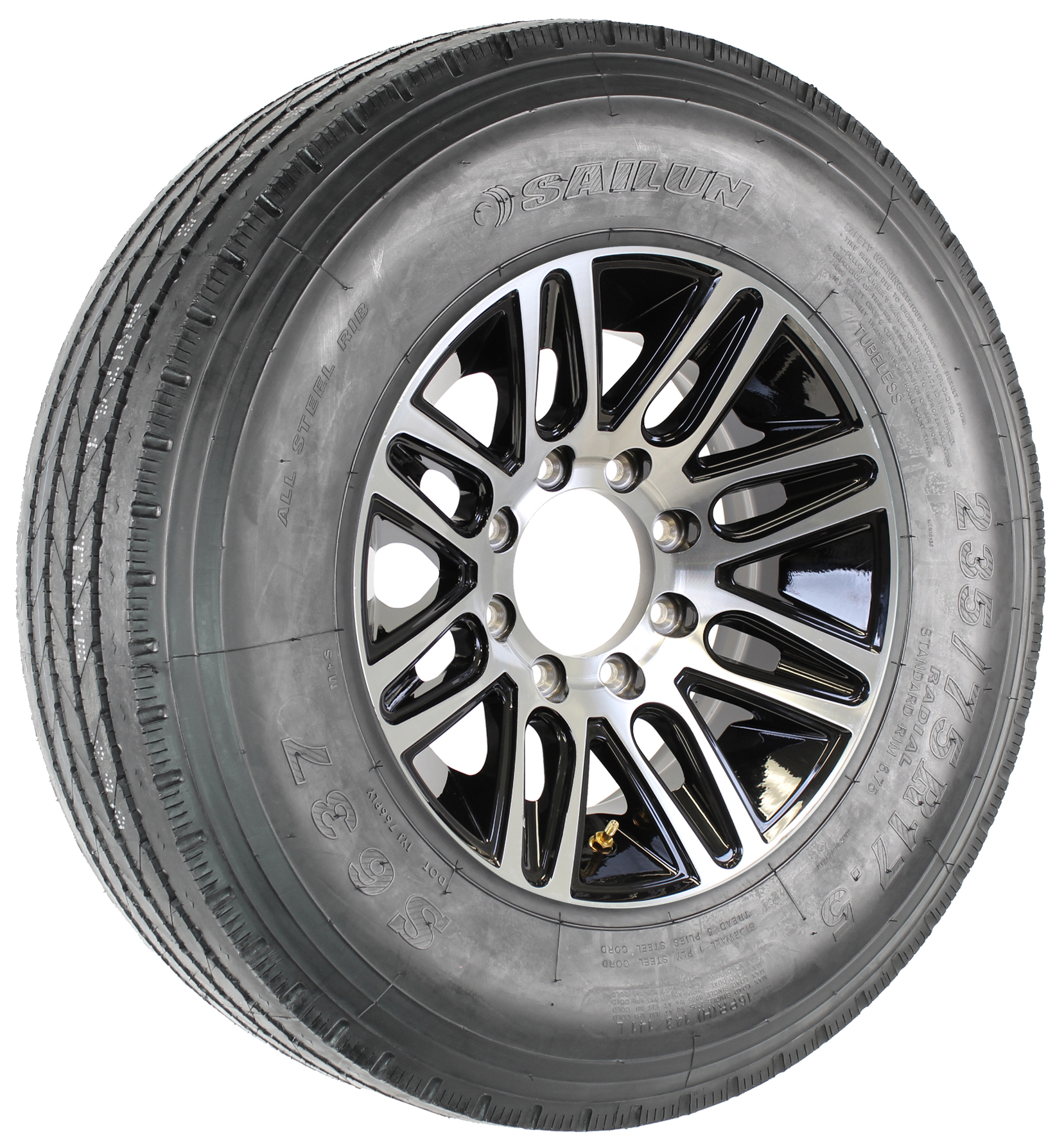 Sailun 235/75R17.5 LRH Radial tire on 17.5” 8-Lug Pinnacle Black ...