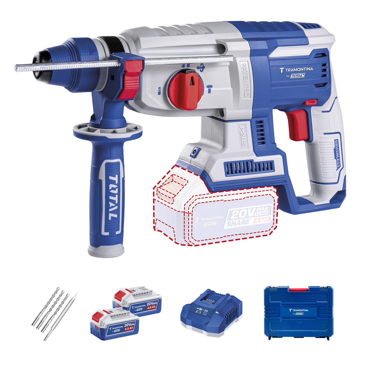 MARTELETE SDS-PLUS 1" 20V BL C/2BAT