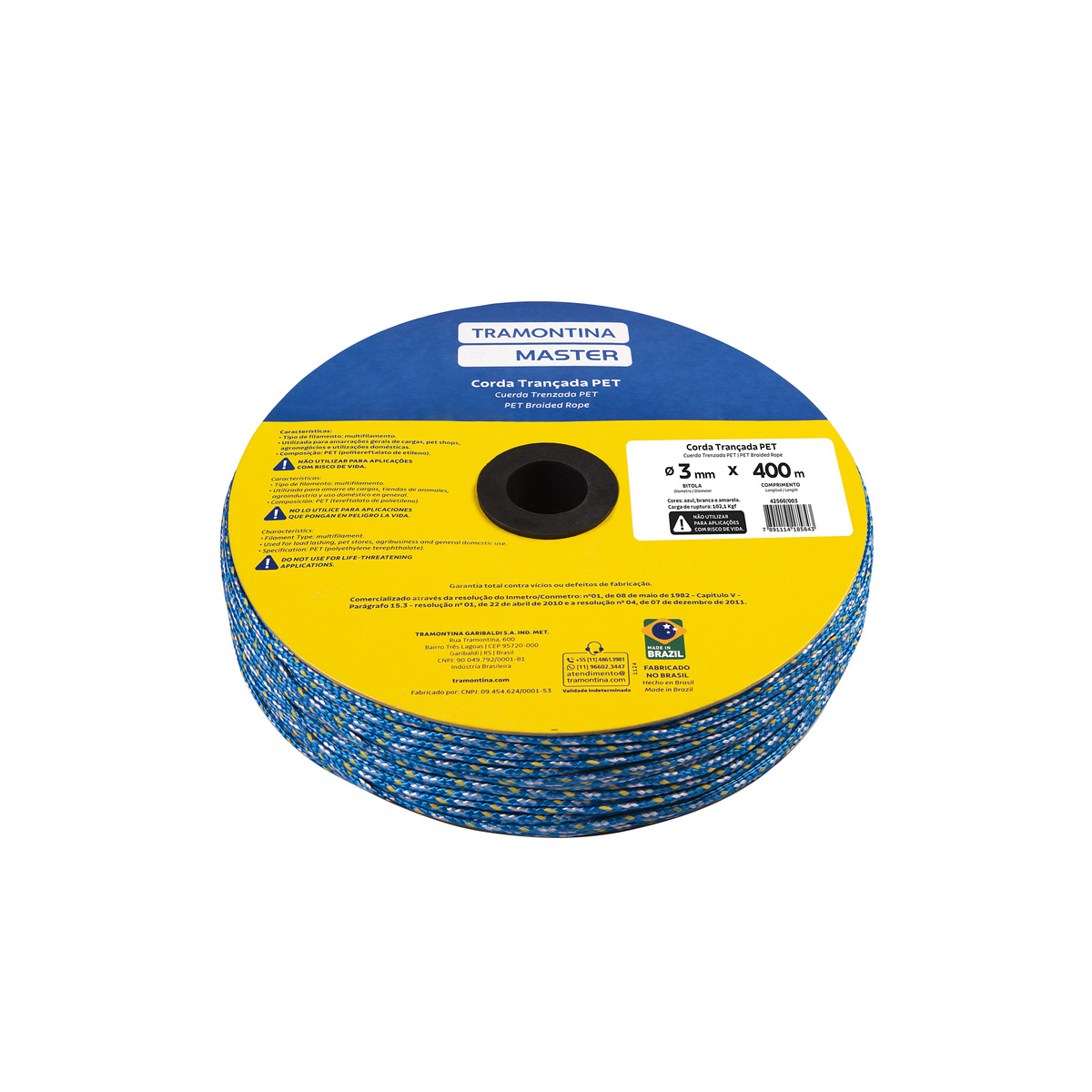 CORDA TRANCADA PET CARRETEL 3MM 400