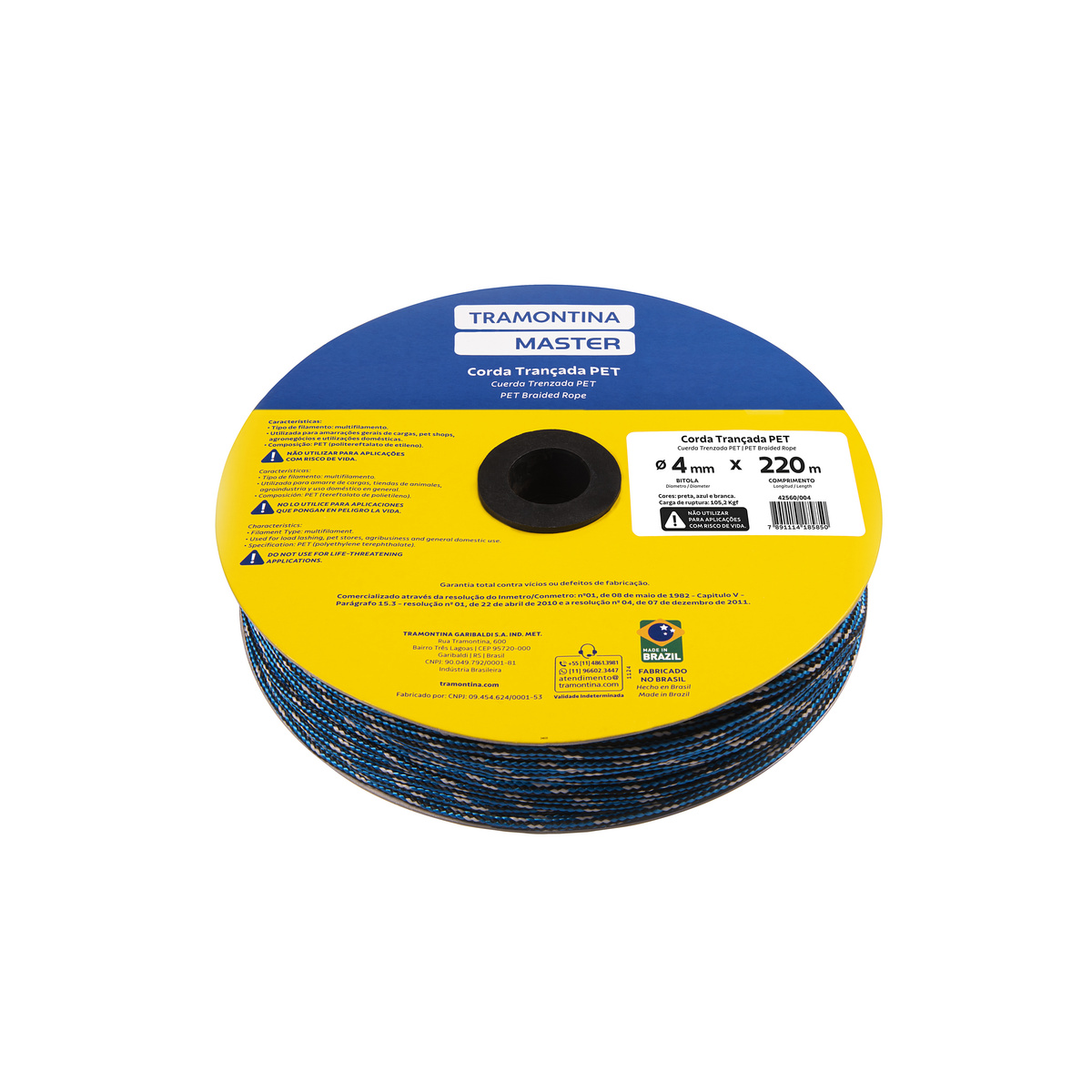 CORDA TRANCADA PET CARRETEL 4MM 220