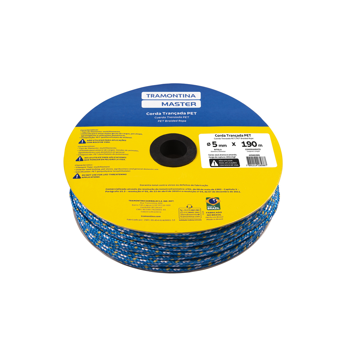 CORDA TRANCADA PET CARRETEL 5MM 190