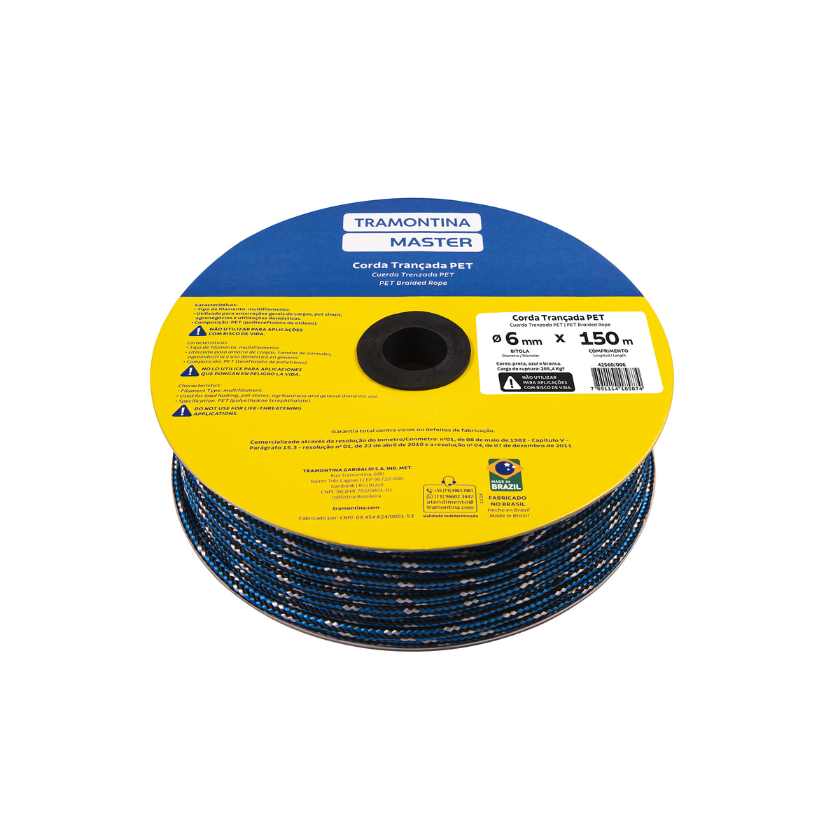 CORDA TRANCADA PET CARRETEL 6MM 150