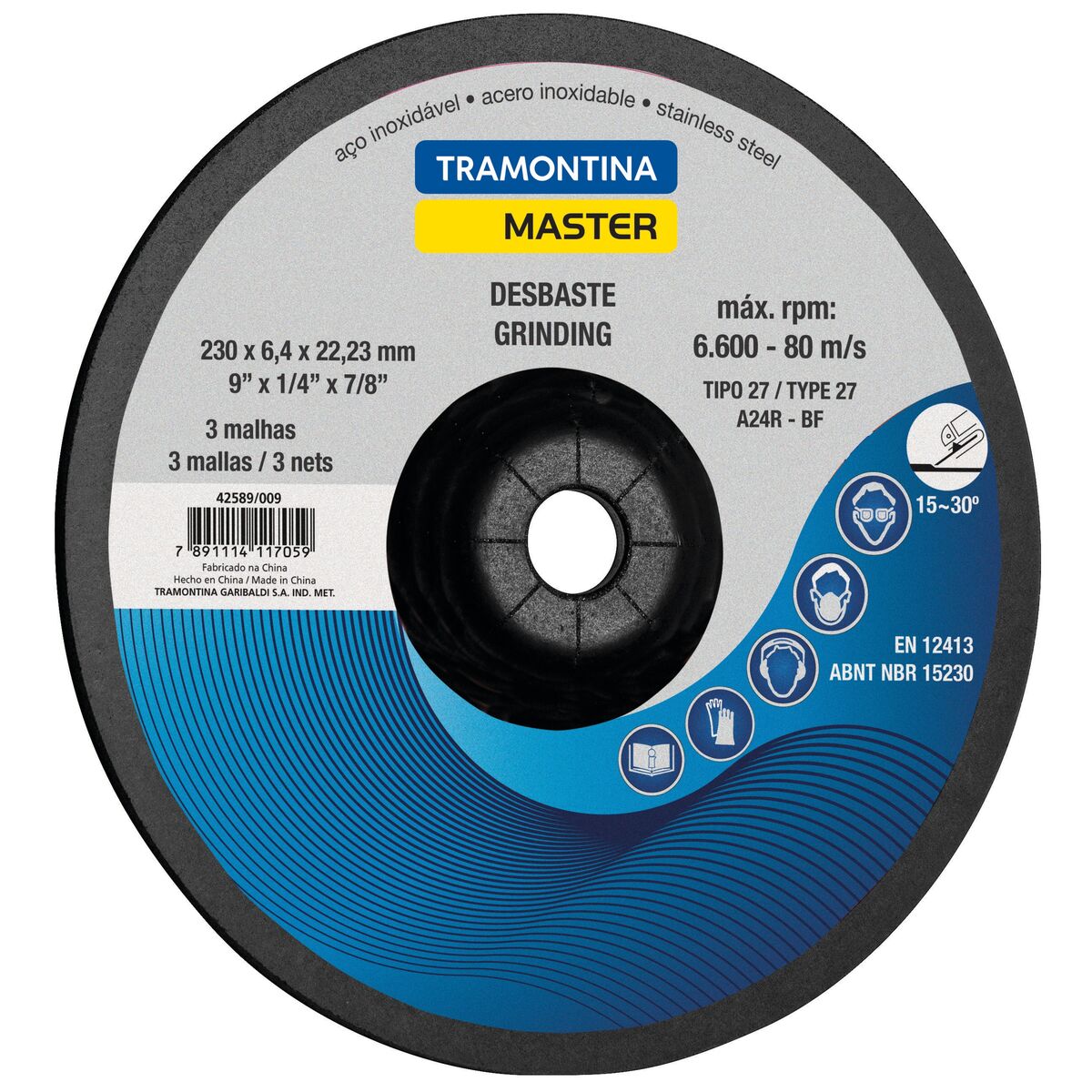 DISCOS DE DESBASTE P/ ACO INOX 9"