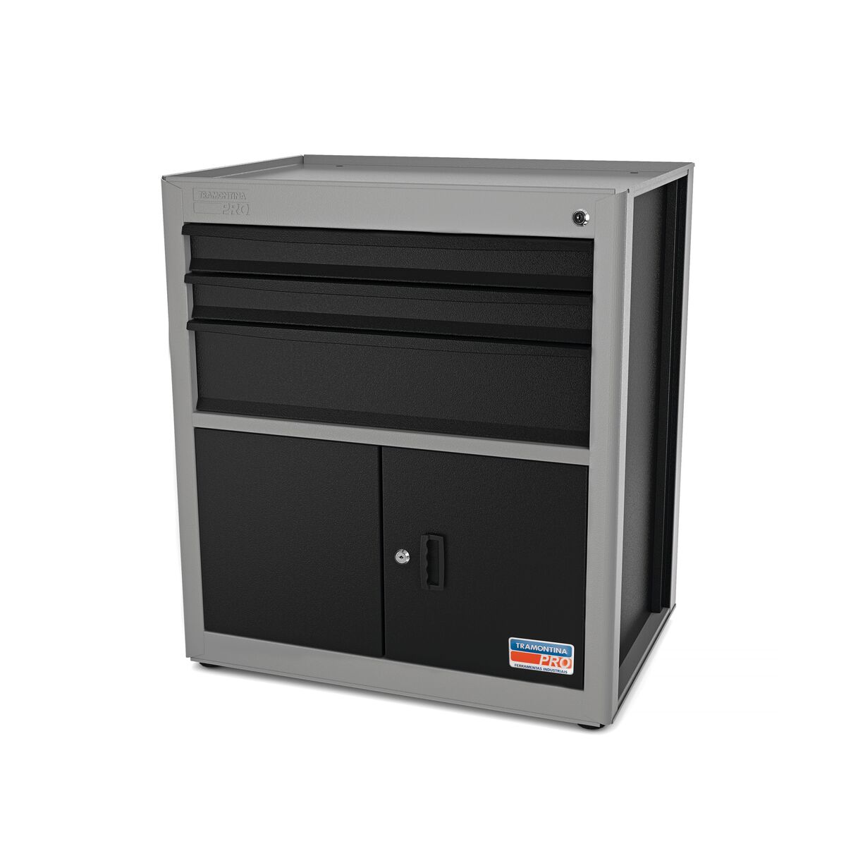 MODULO 3 GAVETAS E 2 PORTAS CINZA