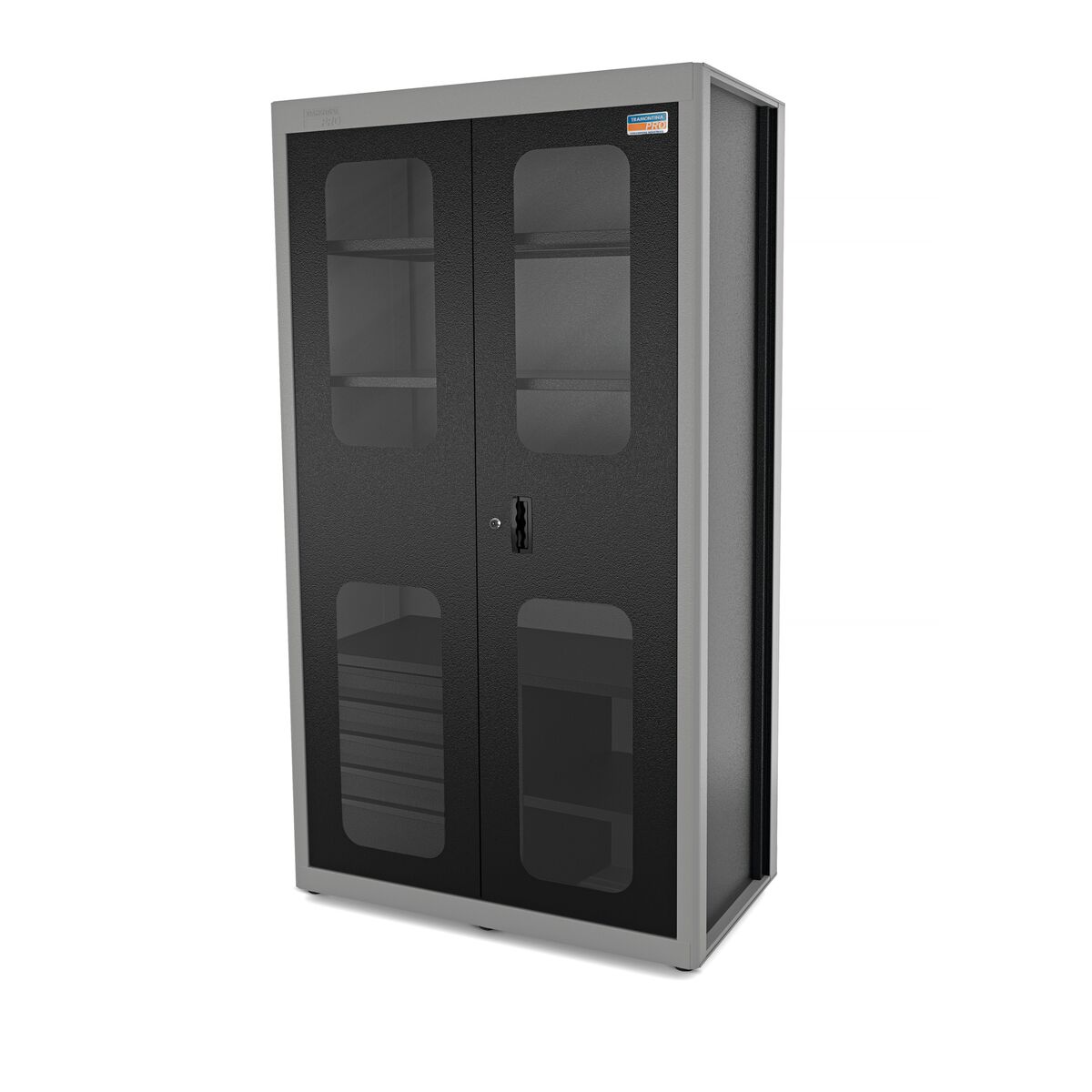ARMARIO 2 PORTAS E 5 GAVETAS CINZA