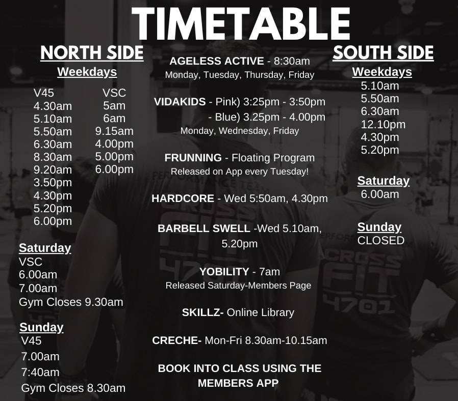 Timetables 1 Interim Timetable VidaFit