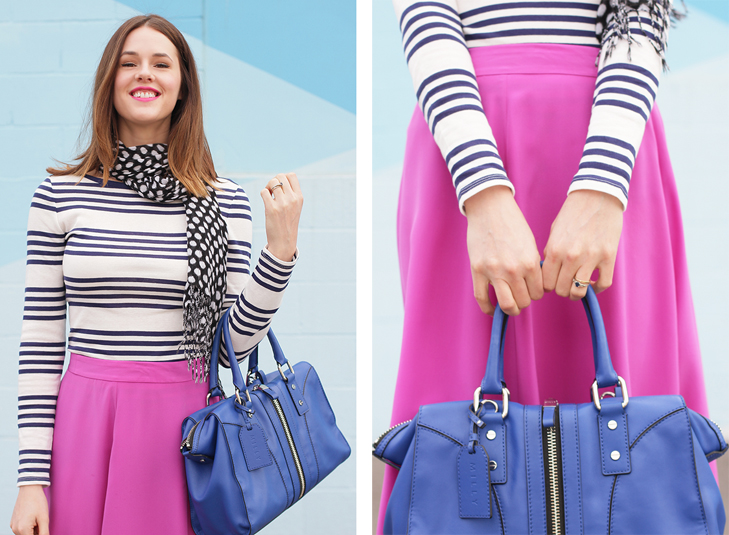 What I Wore: Perfect Pairing, Jessica Quirk, whatiwore.tumblr.com, Stripes, Polka Dots, Pink, Nude, Cobalt, Blue, Spring Outfit