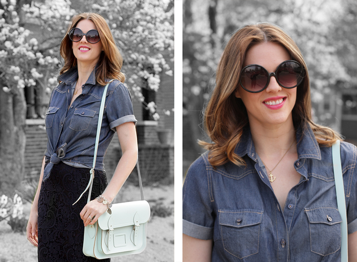 What I Wore: True Blue, Jessica Quirk, Short Sleeve Chambray and Lace