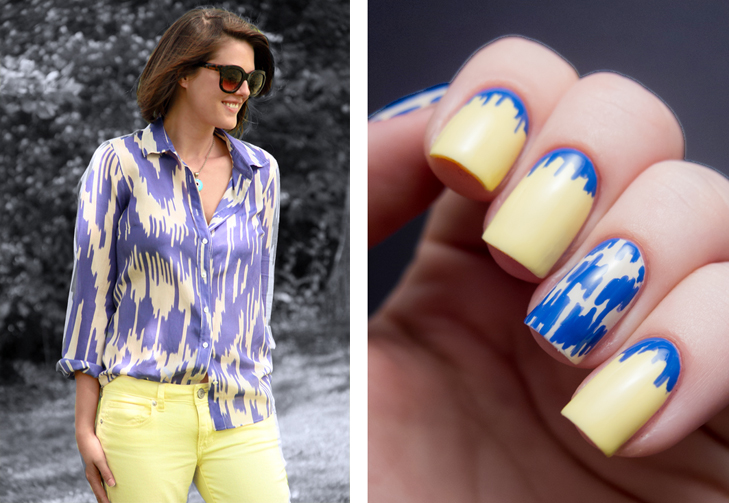 Chalkboard Nails for What I Wore, Ikat Manicure, Nail Art Tutorial, whatiwore.tumblr.com, chalkboardnails.com