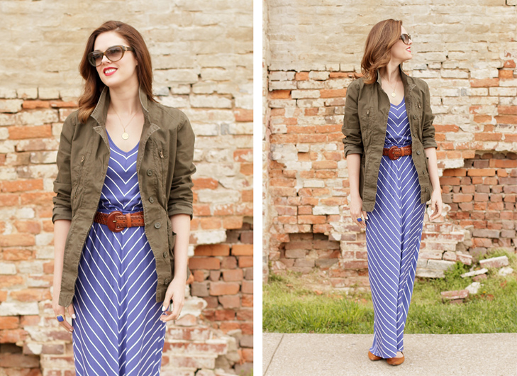 What I Wore: Easy Going, Jessica Quirk, whatiwore.tumblr.com, Maxi Dress, Army Jacket