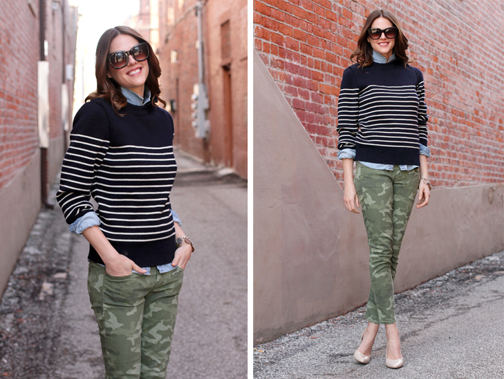 Camouflaged on What I Wore, Jessica Quirk, Camo, Stripes, Outfit Blog, whatiwore.tumblr.com