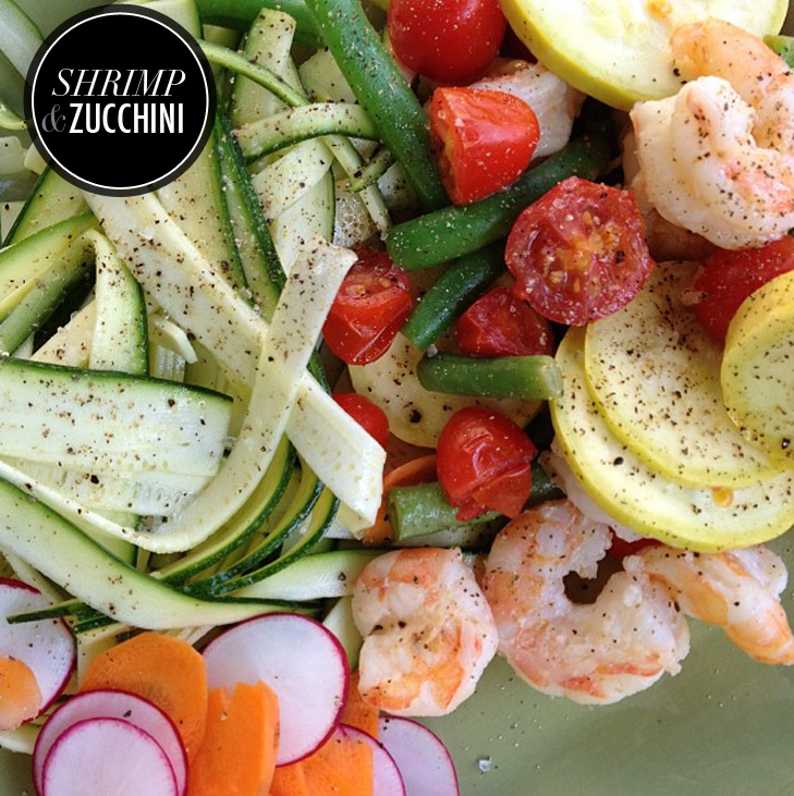 Paleo Shrimp and Zucchini with Fresh Veggies, Paleo, Jessica Quirk, whatiwore.tumblr.com