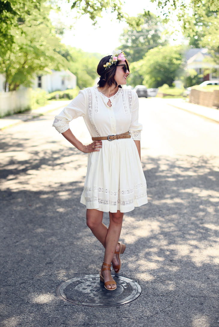 Flower Crown, White Summer Dress