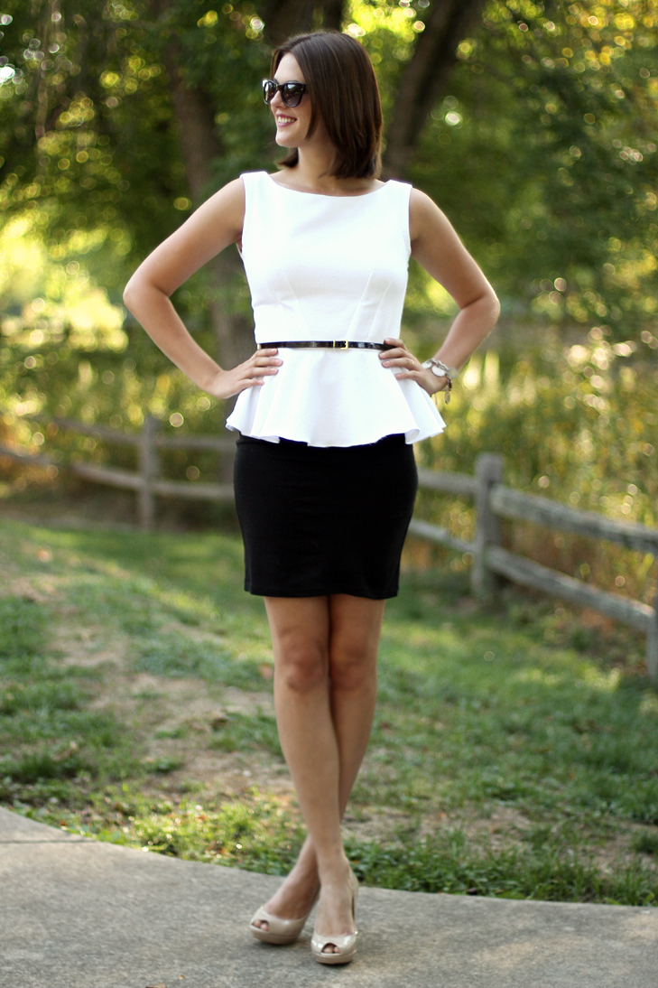 Peplum, How to wear a peplum, Jessica Quirk, What I Wore, Personal Style Blog, Fashion Blog, Black and White Outfit, Bloomington, Midwest, Simplicity 2444
