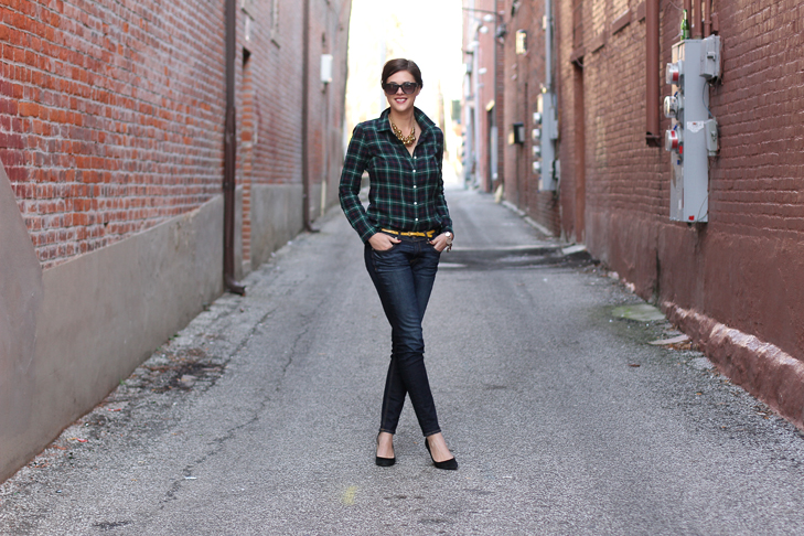 Jessica Quirk, What I Wore, What I Wore Jessica, Fashion Blog, Fashion Blogger, Blackwatch Plaid, How to wear a plaid shirt, Dressing up basic outfits, Outfit blog, Outfit Blogger, Popular style blog,