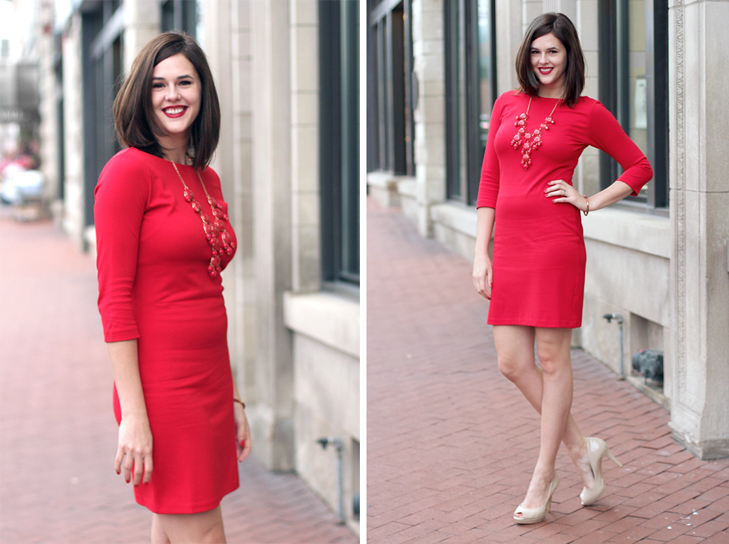 Jessica Quirk, What I Wore, What I Wore Jessica, What to wear to a holiday party, How to accessorize a red dress, Amanda Uprichards, Piperlime, Vince Camuto, J.Crew Red Bubble Necklace, Holiday Party Dress, Red Dress, Little Red Dress
