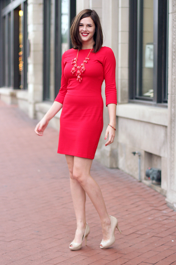 Jessica Quirk, What I Wore, What I Wore Jessica, What to wear to a holiday party, How to accessorize a red dress, Amanda Uprichards, Piperlime, Vince Camuto, J.Crew Red Bubble Necklace, Holiday Party Dress, Red Dress, Little Red Dress