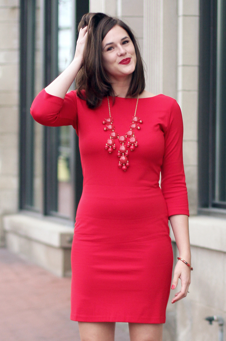 Jessica Quirk, What I Wore, What I Wore Jessica, What to wear to a holiday party, How to accessorize a red dress, Amanda Uprichards, Piperlime, Vince Camuto, J.Crew Red Bubble Necklace, Holiday Party Dress, Red Dress, Little Red Dress