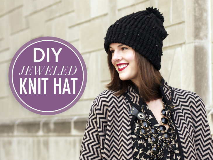Jessica Quirk DIY, DIY knit hat, jeweled knit hat, How to use a Knifty Knitter, Knifty Knitter, What i Wore, What I Wore blog, What I Wore DIY,