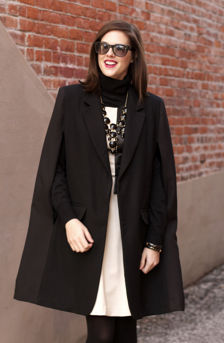 DKNY Cape Pattern, Tracy Reese Leather Peplum Dress, DKNY V1322, Jessica Quirk, What I Wore, Sewing, What I Wore Jessica, Homemade Cape, DKNY Sewing Pattern, Fashion Blog, Fashion Blogger, Style Blog, Style Blogger, OOTD, WIWT,