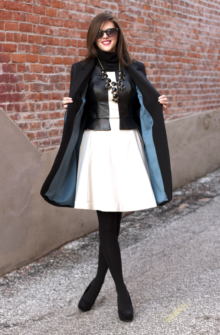 DKNY Cape Pattern, Tracy Reese Leather Peplum Dress, DKNY V1322, Jessica Quirk, What I Wore, Sewing, What I Wore Jessica, Homemade Cape, DKNY Sewing Pattern, Fashion Blog, Fashion Blogger, Style Blog, Style Blogger, OOTD, WIWT,