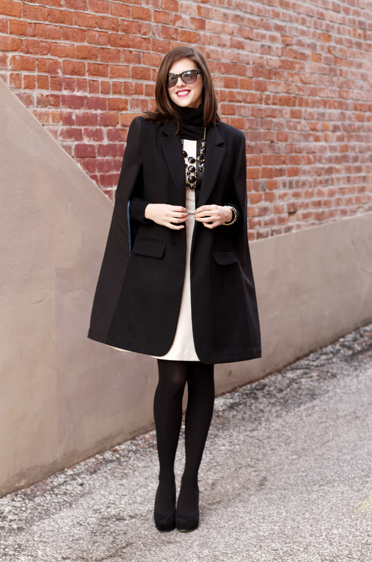 DKNY Cape Pattern, Tracy Reese Leather Peplum Dress, DKNY V1322, Jessica Quirk, What I Wore, Sewing, What I Wore Jessica, Homemade Cape, DKNY Sewing Pattern, Fashion Blog, Fashion Blogger, Style Blog, Style Blogger, OOTD, WIWT,