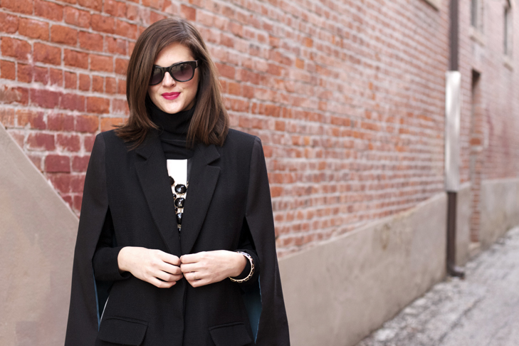 DKNY Cape Pattern, Tracy Reese Leather Peplum Dress, DKNY V1322, Jessica Quirk, What I Wore, Sewing, What I Wore Jessica, Homemade Cape, DKNY Sewing Pattern, Fashion Blog, Fashion Blogger, Style Blog, Style Blogger, OOTD, WIWT,