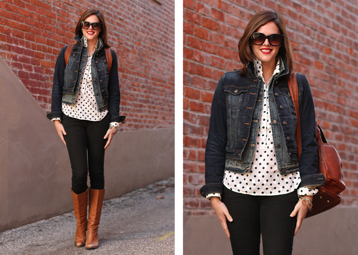 How to wear denim on denim, polka dots, how to wear black and brown, Jessica Quirk, What I Wore, What I Wore Jessica, What I Wore blog, What I Wore tumblr, @whatiwore, fashion blog, fashion blogger, fashion blog on tumblr