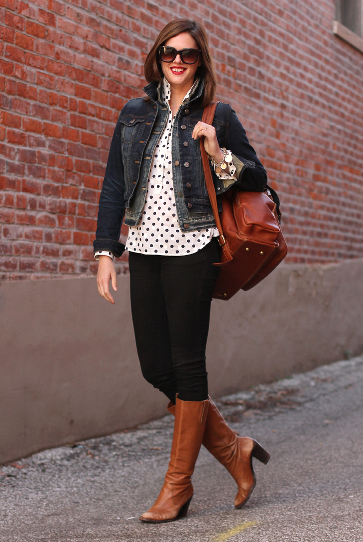 How to wear denim on denim, polka dots, how to wear black and brown, Jessica Quirk, What I Wore, What I Wore Jessica, What I Wore blog, What I Wore tumblr, @whatiwore, fashion blog, fashion blogger, fashion blog on tumblr