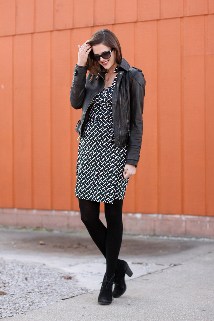 What I Wore, Daily Outfit, What I Wore Blog, What I Wore Jessica, Jessica Quirk, @whatiwore, How to wear a DVF wrap, DVF wrap, Moto Jacket, Leather Jacket, Michael Kors Leather Jacket, Fashion Blog on Tumblr, Top Fashion Blog, Personal Style Blogger
