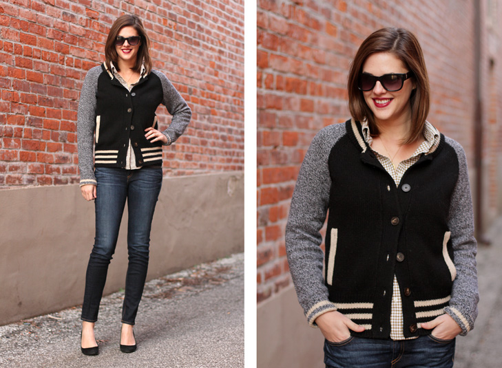 Jessica Quirk, What I Wore, What I Wore Blog, What I Wore Jessica, Fashion Blog, Letterman Sweater, how to wear a letterman sweater, rag and bone jeans, j.crew black wedges, Style Blog, Jessica Quirk blog,
