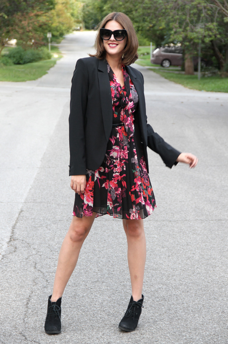 Jessica Quirk, What I Wore, @whatiwore, WhatIWore, Floral Dress, Krina Zabete for The Shops at Target, Theyskens' Theory Blazer