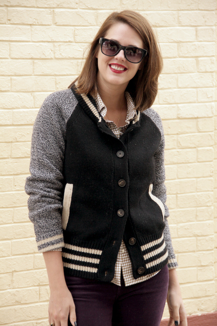 Purple Cords, Varsity Sweater, @whatiwore, What I Wore, Jessica Quirk, Indiana Style, Hoosier Style, Midwest Style, Style Blogger, Fashion Blogger, OOTD, WIWT,