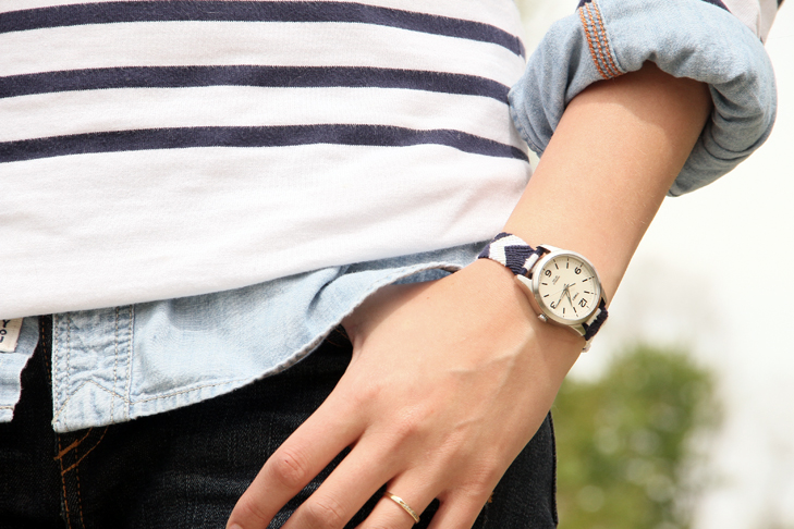 Chambray, Orange accessories, Breton Stripe, St. James, Rag and Bone Jeans, Payless Shoes, Lela Rose for Payless, Jessica Quirk, Outfit Blog, Style Blog,