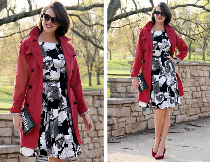 Simplicity 2444, Sewing, Jessica Quirk, What I Wore, Florence Broadhurst for Kate Spade, Black and White, Red Target Trench, Payless Red Wedges, Spring, That's Quirky, Kodak Gallery, That's Quirky