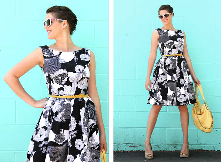 Simplicity 2444, Sewing, Self Made, Black and White Dress, Self Made Sunglasses, Yellow accessories, Jessica Quirk, What I Wore, Style Blog, Outfit Blog, Personal Style Blog