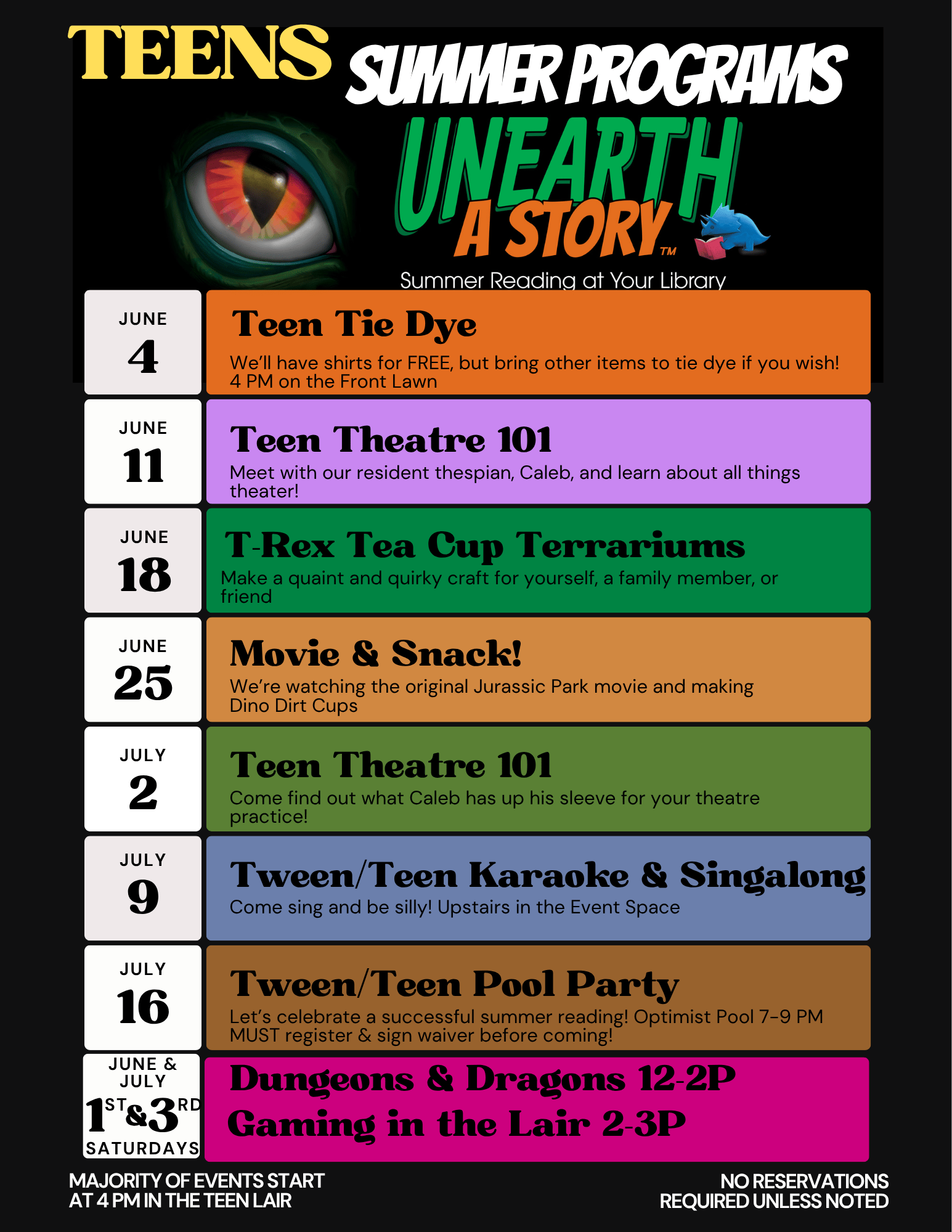 Summer Teen Thursday flyer