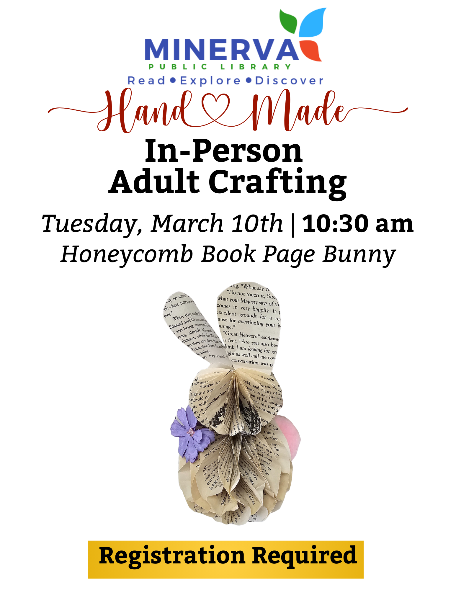 Adult Craft Class - Book Page Honeycomb Bunny