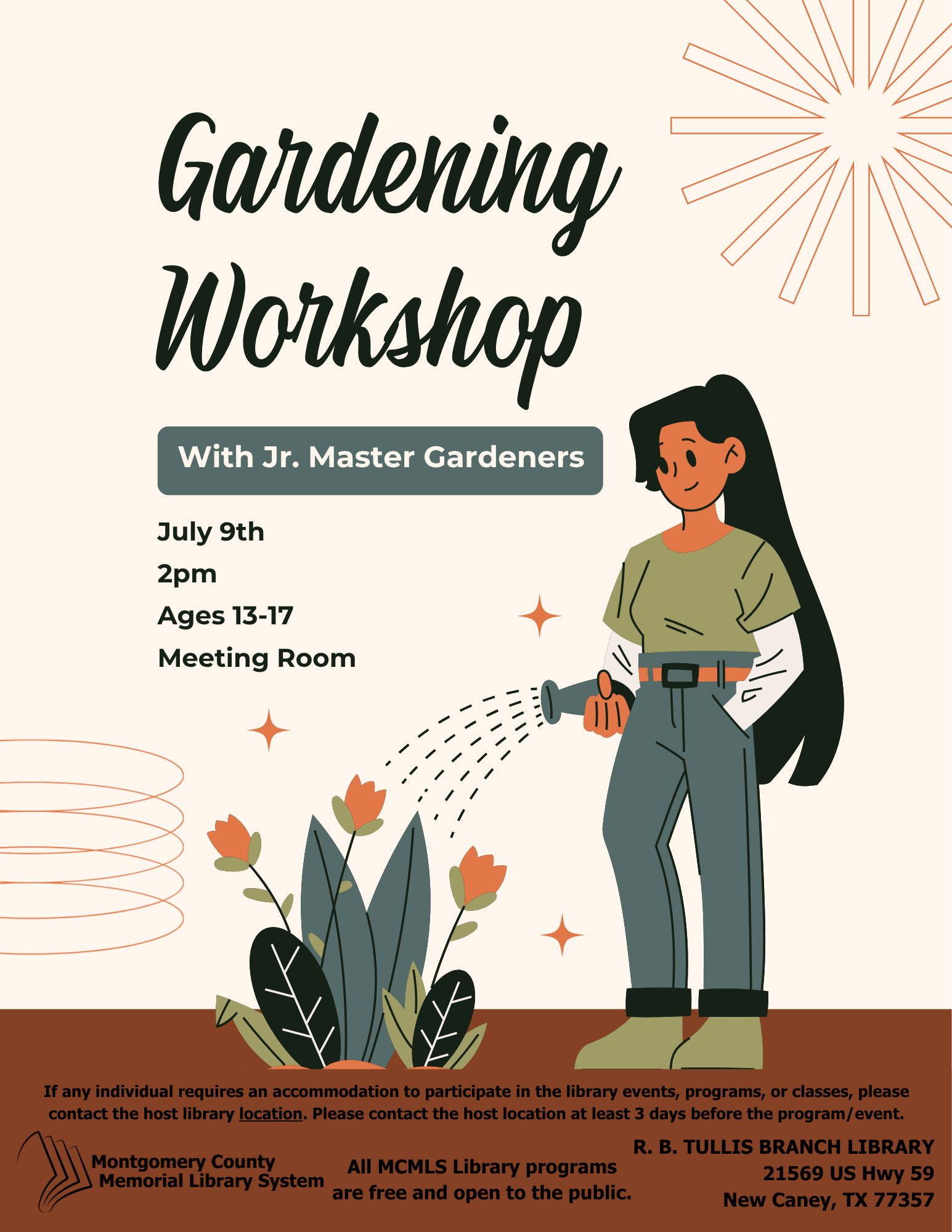 Tullis Library: Gardening Workshop with TAMU Agrilife flyer