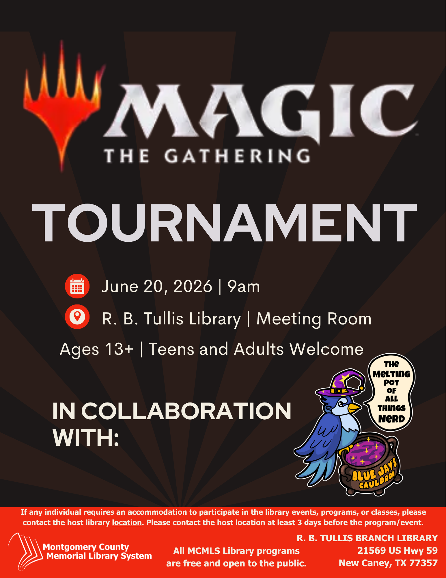 Tullis Library: MTG Tournament flyer