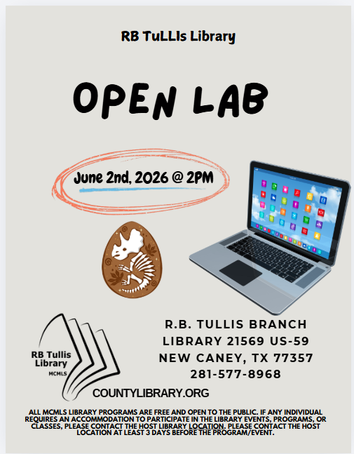 Tullis Library: Open Lab flyer
