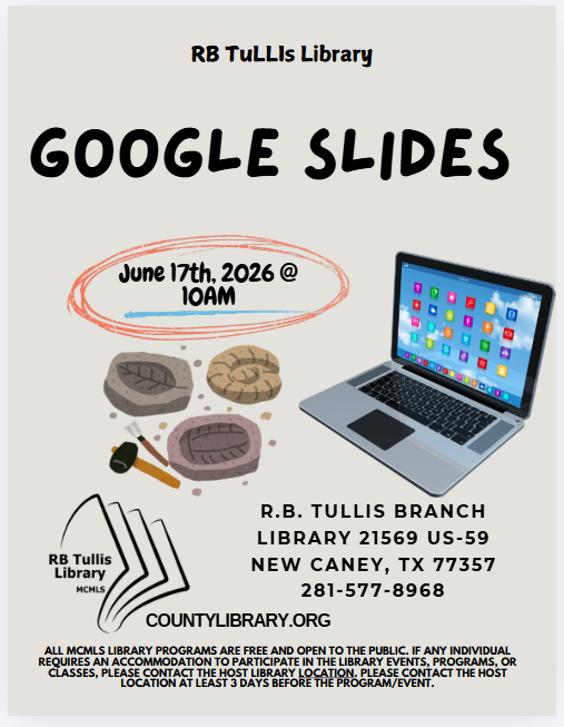 Tullis Library: Google Slides flyer